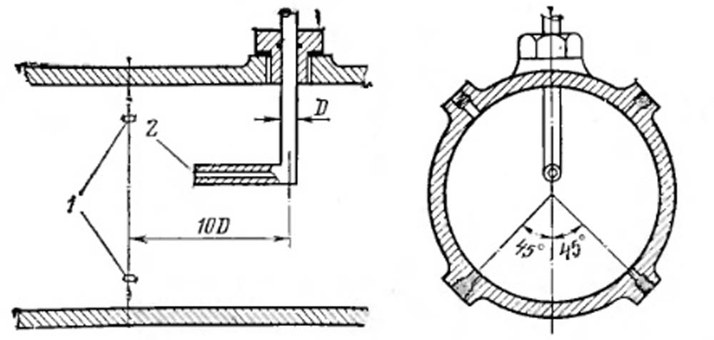 Трубка Пито типа Крюк для измерения ударного давления с отдельными выпусками для статического давления в трубе или в стенке короба